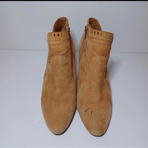 Vince Camuto Brown Suede Heeled Leather Zip Ankle Booties Size W 11M (148 Box 18 - Picture 6 of 11